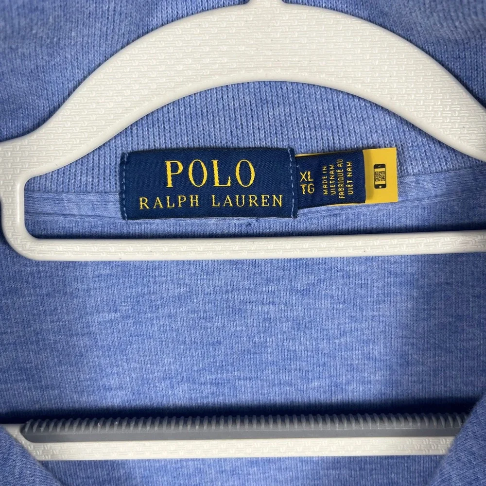 Polo Ralph Lauren Quarter Zip Pullover Mens XL Light Blue Heather Cotton Knit